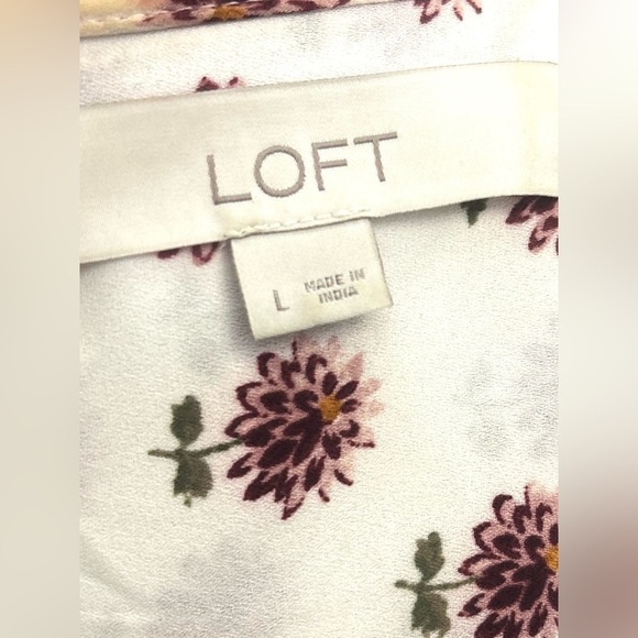 LOFT Floral Crochet Trim V-Neck Boho Cottagecore Lightweight Feminine Style L - Picture 4 of 4